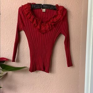 Red ruffles half sleeve top